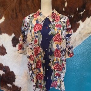 Jordan Red and Blue Short Sleeve Button Down Shirt